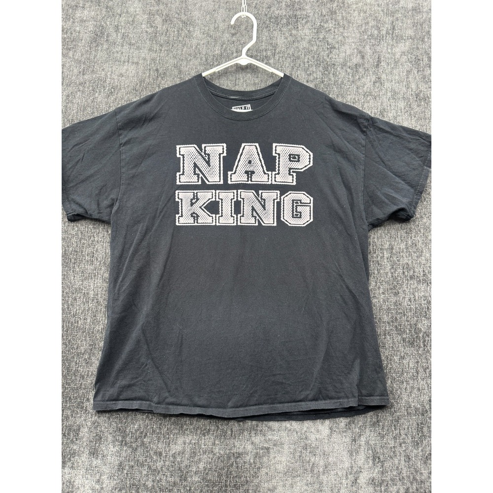 Half‎ It Exclusive T Shirt Mens 2XL Black Cotton Graphic Nap King Hipster Funny